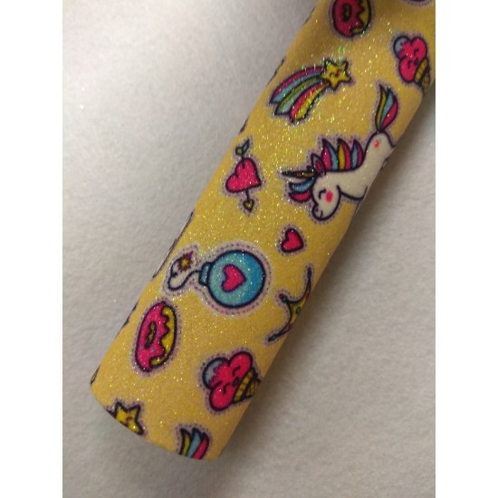 Кожзам с блестками "Единороги" 20*30 см, цена за лист